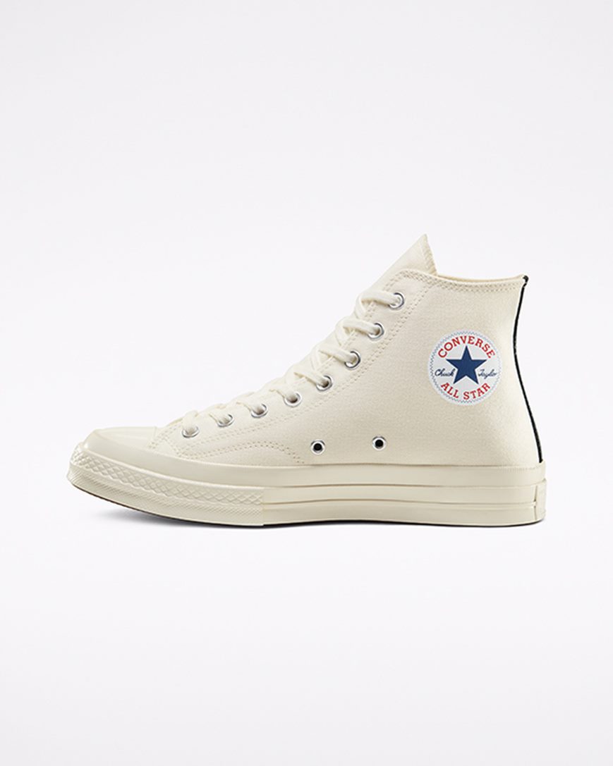 Tenisky Vysoke Converse x Comme des Garçons PLAY Chuck 70 Damske Biele Červené | SK KLCOQ1